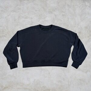 Lululemon Perfectly Oversized Cropped Crewneck‎ Black Sweatshirt LW3EZLS Size 8